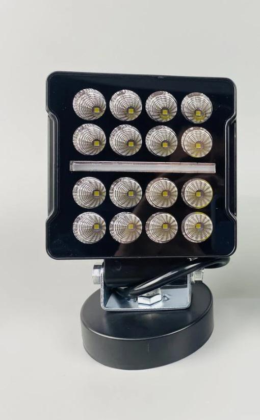 Фара LED квадратная 16 Led chip 12/24V Широкий луч/DRL светло желтая горизонт линия светло 6500К IP67