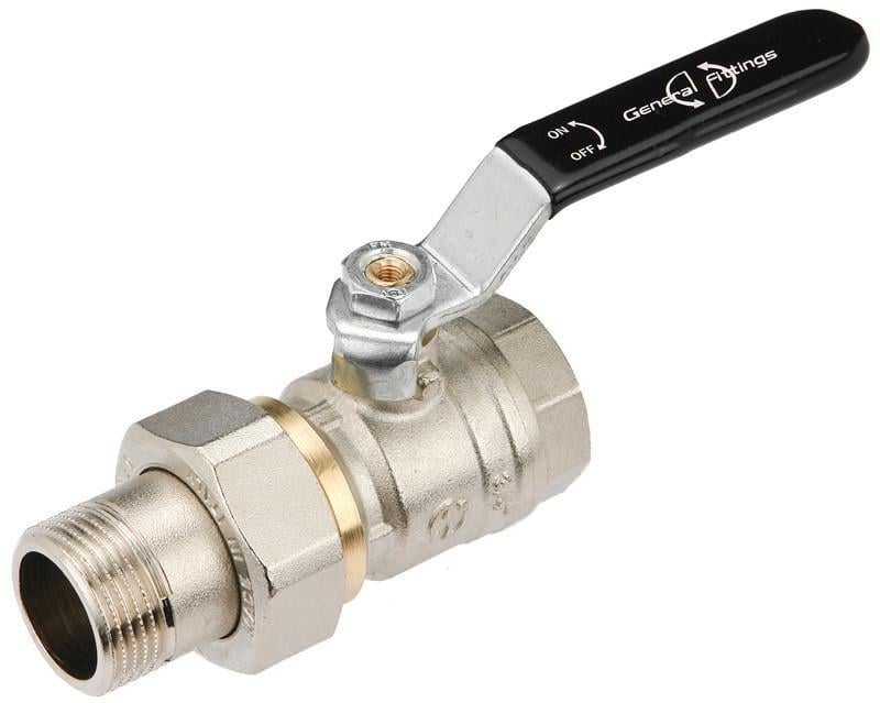 Кран кульовий з американкою General Fittings 7S00.L5 ВЗ 1" PN30 латунь