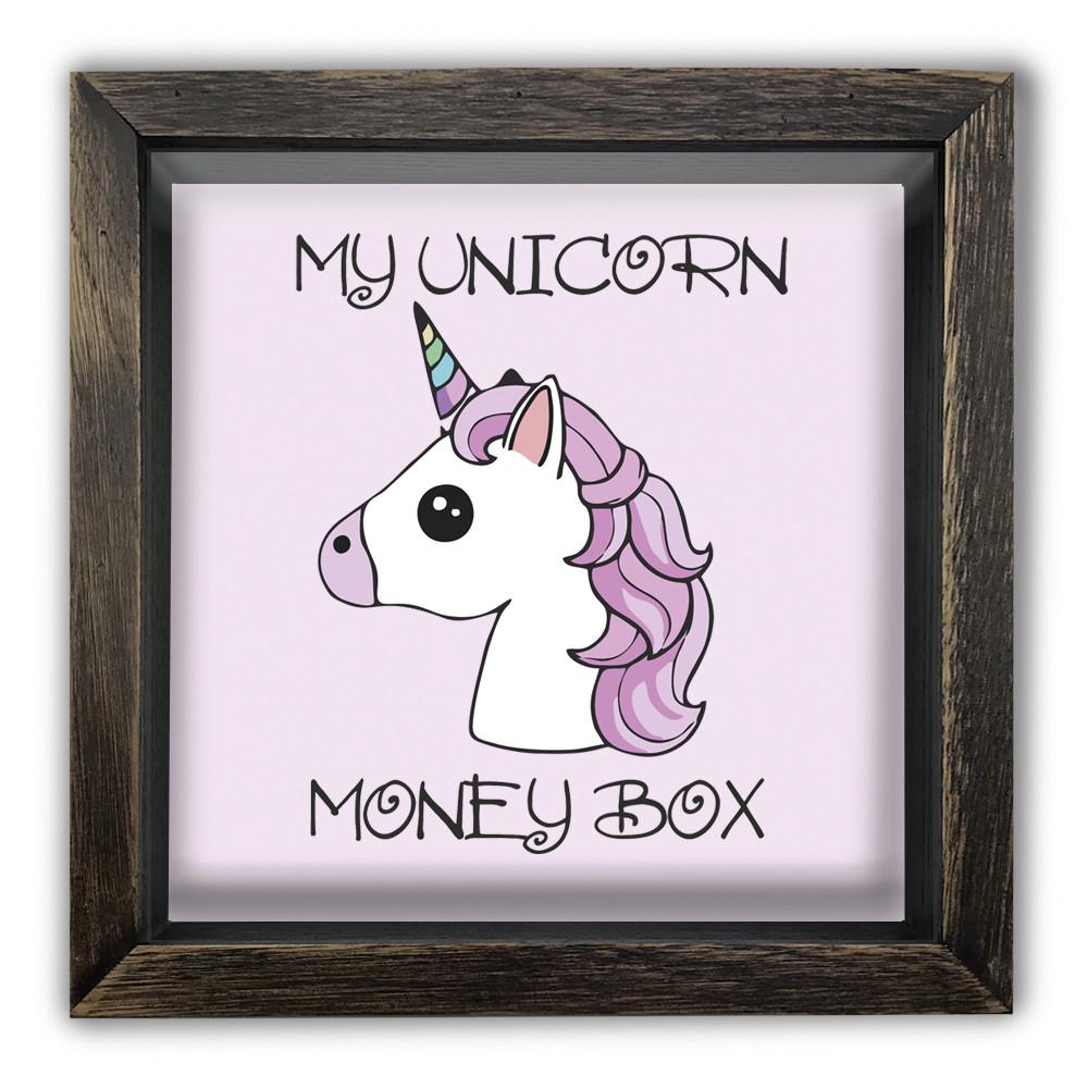 Копилка My unicorn money box деревянная 20x20x6,5 см винтажная Коричневый (хркп0009ква)