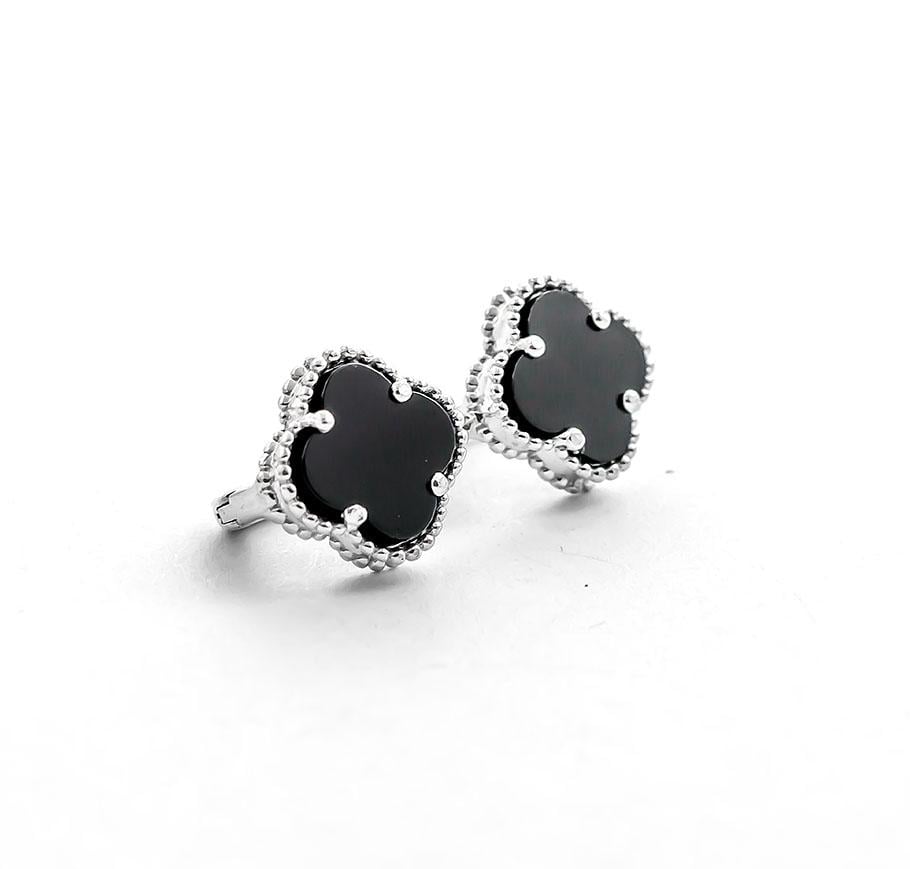 Серьги Maxi Silver 9421 Клевер с ониксом (89421)