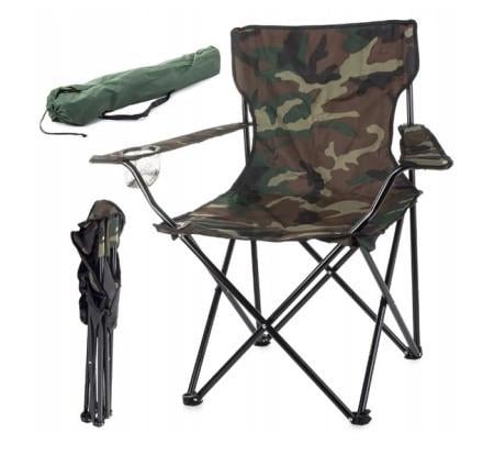 Кресло складное GP 4267 Camping Chair With Arm туристическое с подстаканником для пикника и рыбалки Камуфляж - фото 3