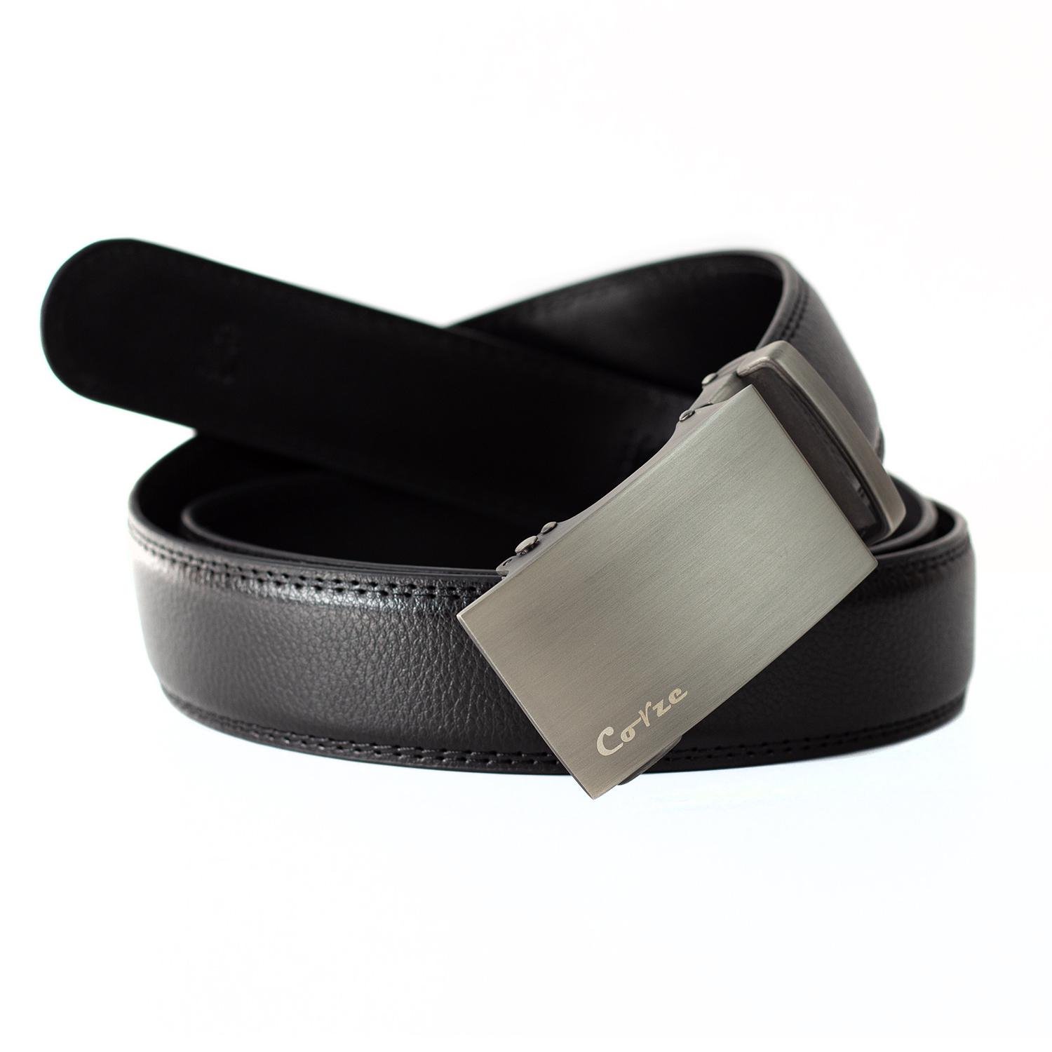 Ремень кожаный мужской Corze CRB5001 Черный/Серый (CRB5001)