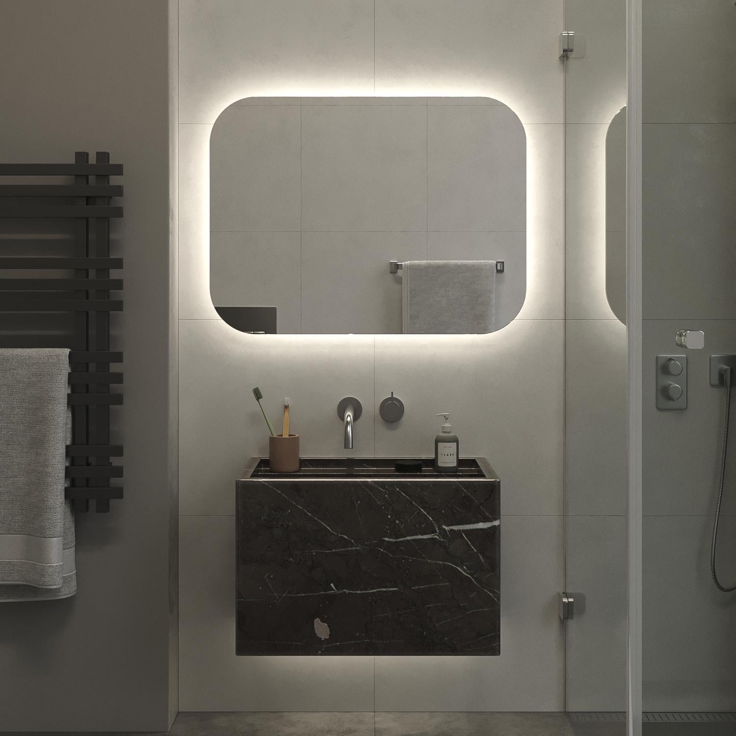 Зеркало с подсветкой Moreli для ванной комнаты и гостиной Мадрид 700х700 мм