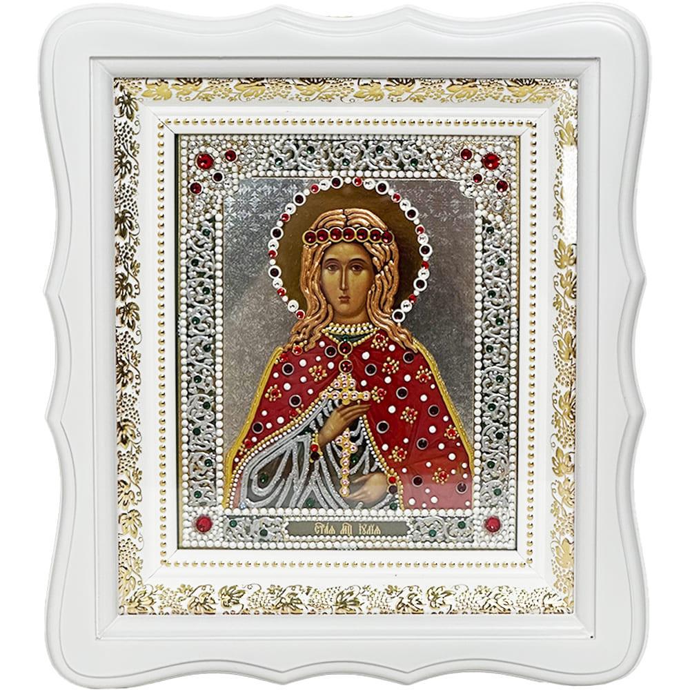 Ікона Свята Юлія Іулія на склі в білій рамі (201011648)