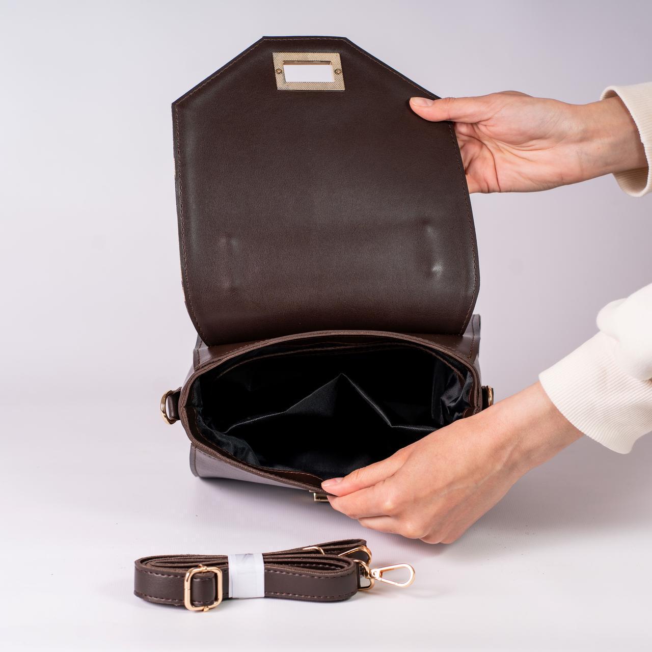 Сумка жіноча з клапаном леопард XENIA № 37-24 з еко-шкіри Коричневий - фото 4