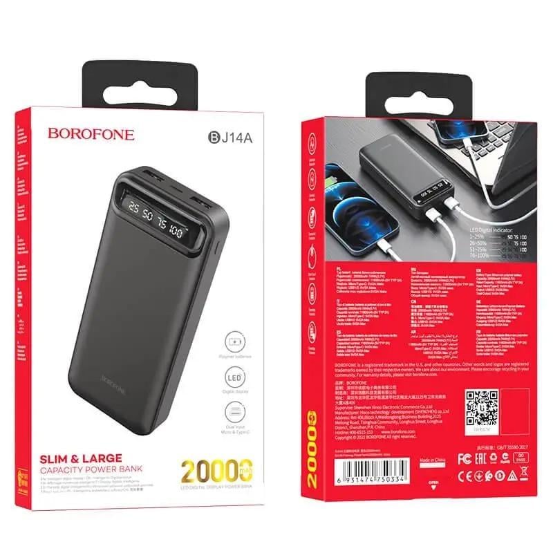 Повербанк Borofone BJ14A 20000 mAh 2 USB Type-C 2 A Black (019501) - фото 3