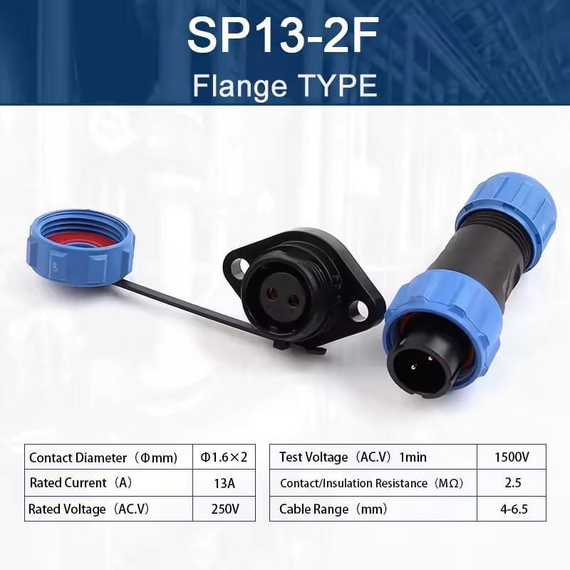 Разъем герметичный SP13 IP68 розетка/штекер на кабель SP13 2F-F-M 2pin 10 А (2735637995) - фото 6 Разъем герметичный SP13 IP68 розетка/штекер на кабель SP13 2F-F-M 2pin 10 А (2735637995) - фото 6