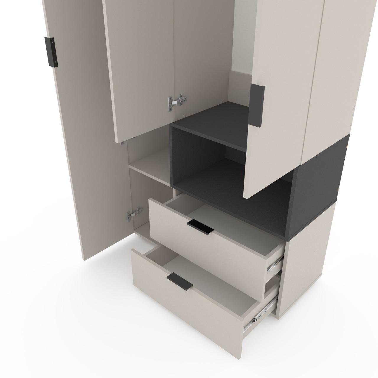 Шафа Metkas Home A002R ЛДСП 1000x420x2300 мм Кашемір/Антрацитовий - фото 4 Шафа Metkas Home A002R ЛДСП 1000x420x2300 мм Кашемір/Антрацитовий - фото 4