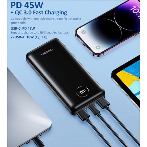 Повербанк Choetech B653-CCBK 20000 mAh PD3.0 45 W USB-C QC3.0 2хUSB-A 22,5 W Li-pol Чорний (573251) - фото 5