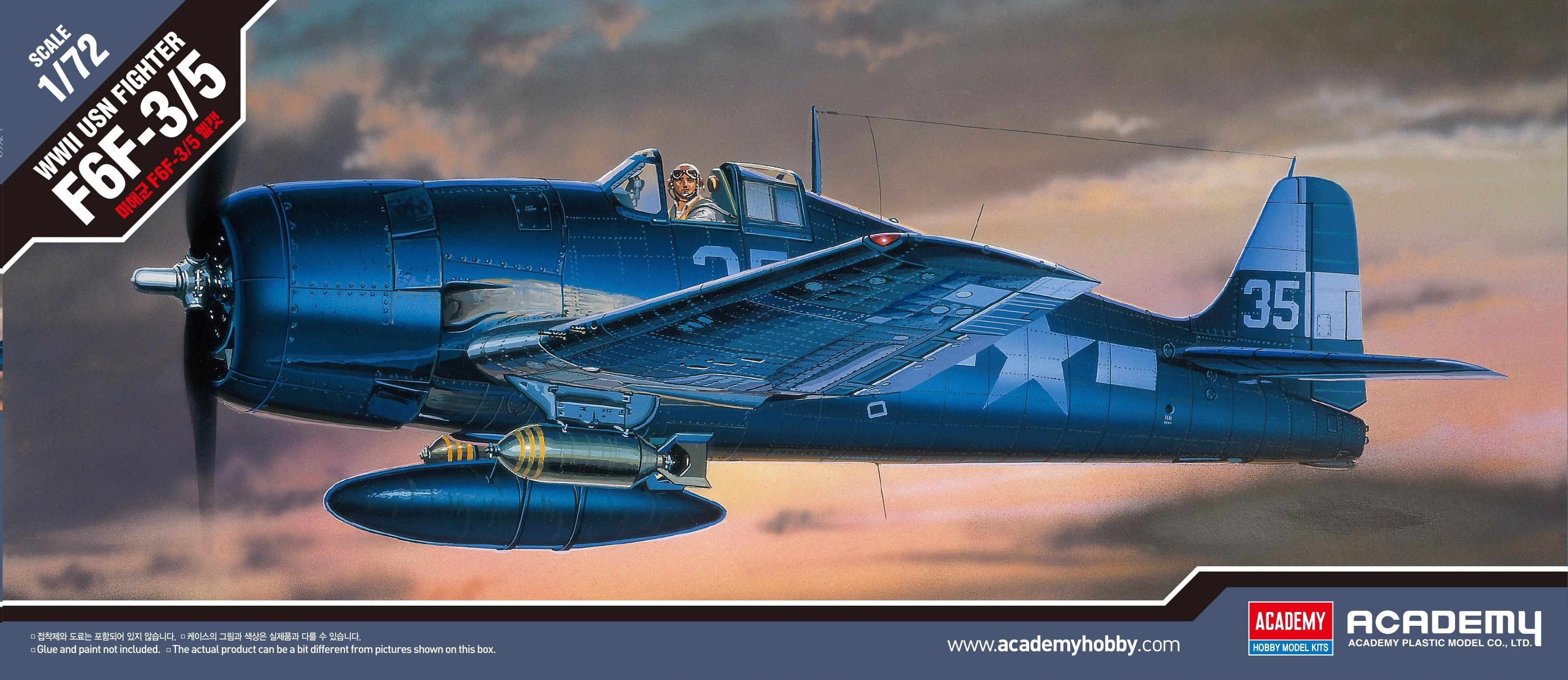 Сборная модель Academy USN Fighter F6F-3/5 HELLCAT 1:72 (12481)