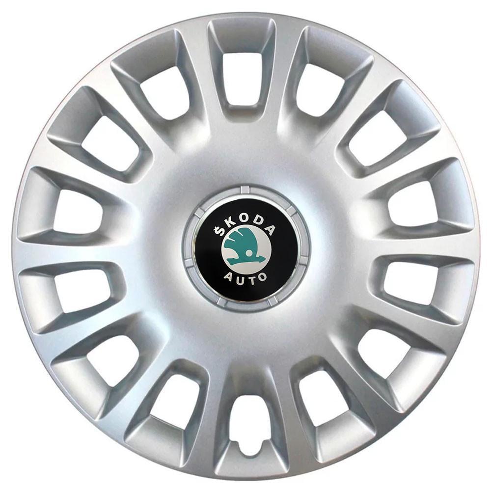 Ковпаки модельні R14 Skoda 214 4 шт. SJS Сріблястий/Зелений (2654555369)