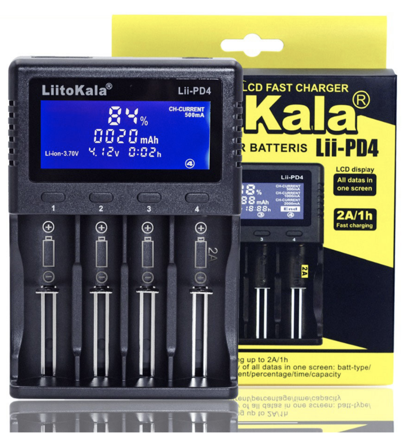 Зарядное устройство Kayfovo для аккумуляторных батарей АА/AAA с быстрой зарядкой LCD дисплеем Liitokala PD4 (28927)