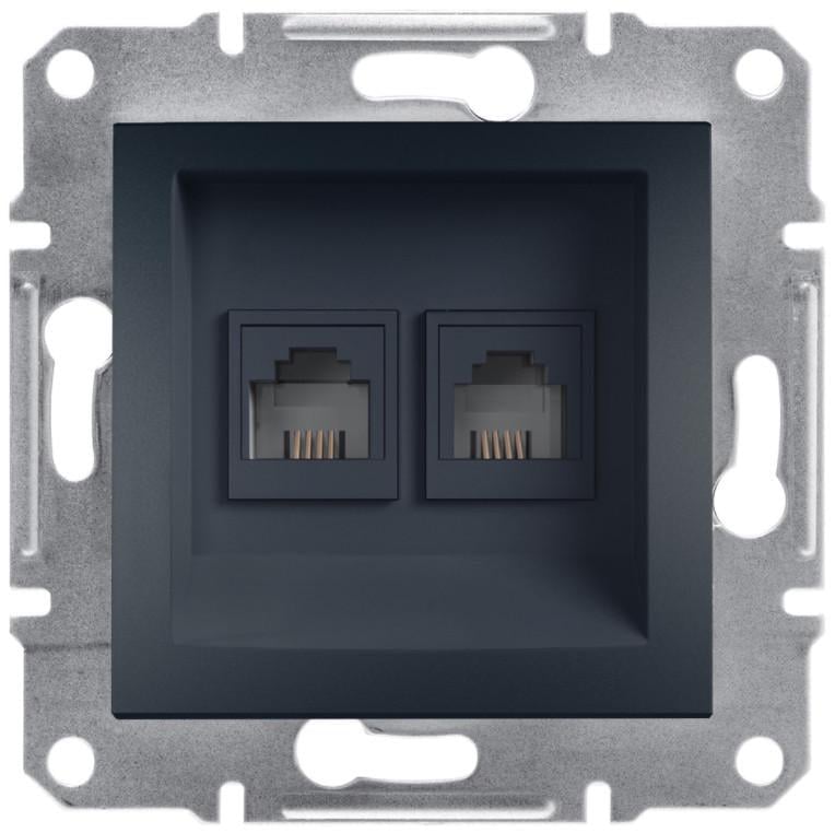 Розетка двойная телефонная Schneider Electric Asfora RJ11 Антрацит (EPH4200171)