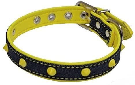 Ошейник для собак Croci FLUO JEANS экокожа/джинс 26-40 см Желтый (1254840883)