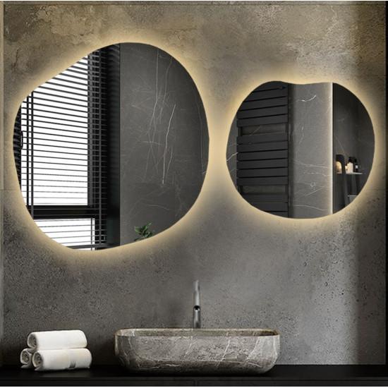 Дизайнерское зеркалоо Epika в форме камня с задней фоновой подсветкой 120x68 см