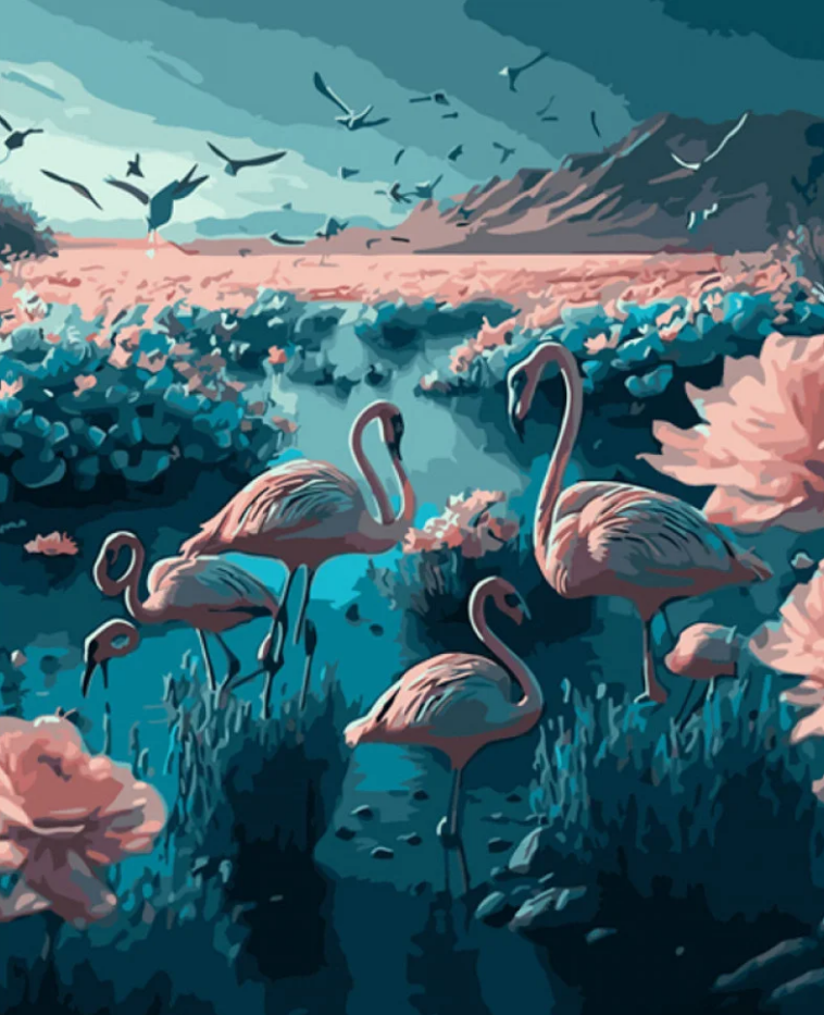 Картина по номерам Strateg Розовые фламинго 40x50 см (GS896)