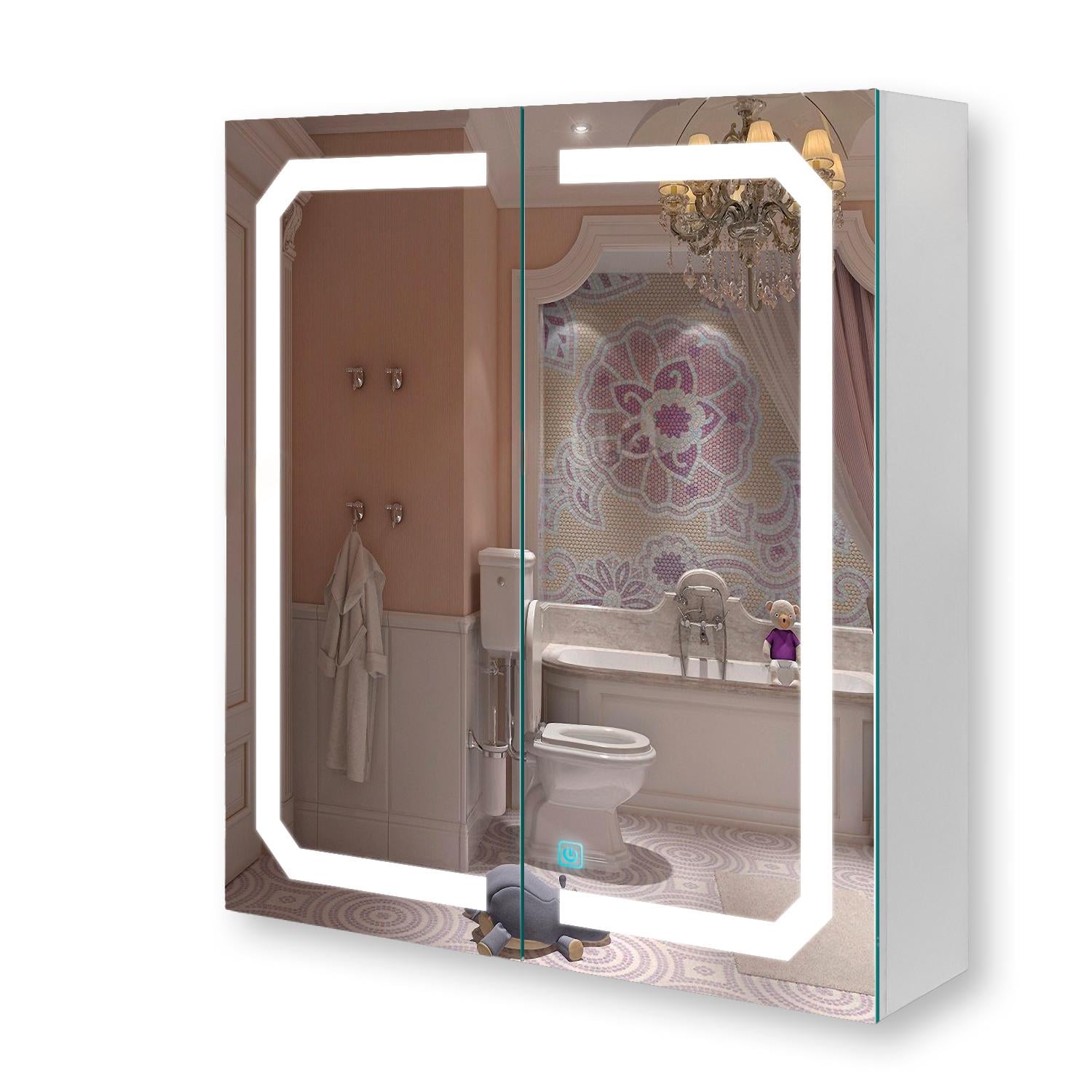 Зеркальный шкаф Premium G16-70 с LED-подсветкой и сенсорной кнопкой двухстворчатый