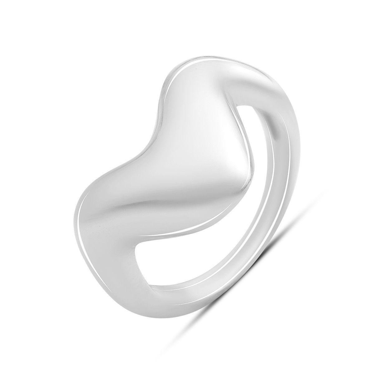 Кольцо серебряное с волнистыми линиями и зеркальным блеском р. 18,5