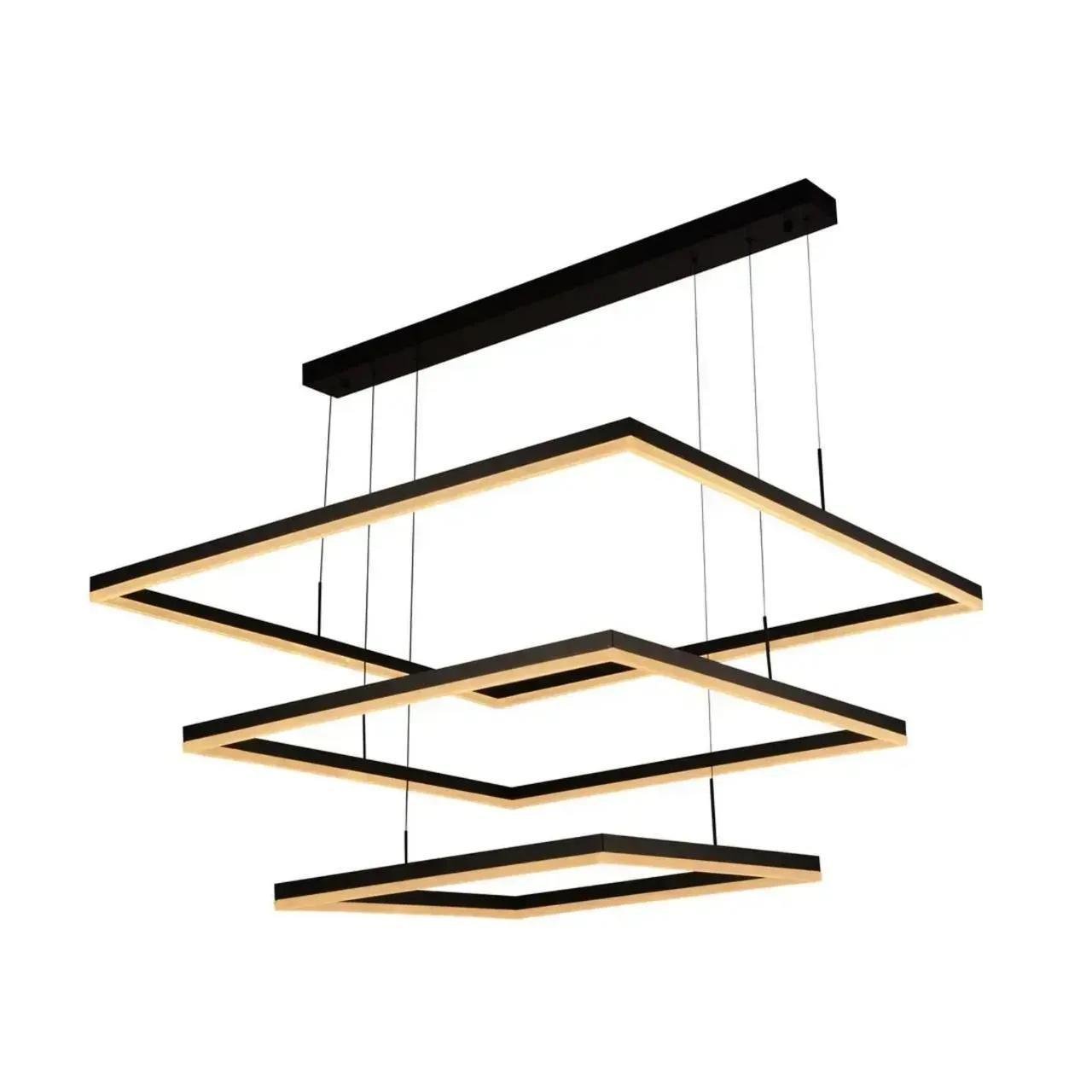 Люстра подвесная светодиодная Interees V BK QQD3070 160W с квадратными плафонами 3000-6400К с пультом Черный (00000140940)