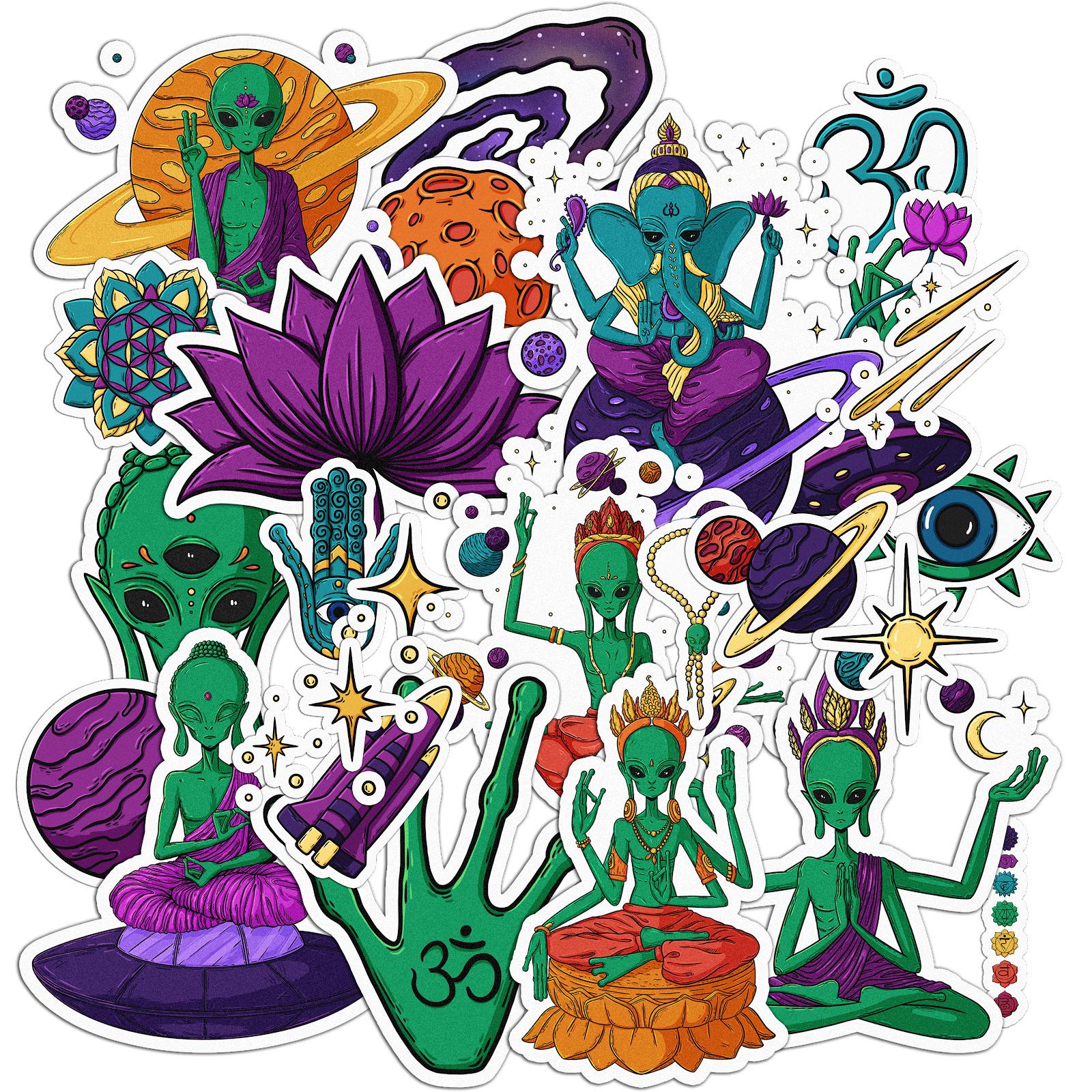 Набор cтикеров Lex Altern Будда инопланетянин виниловые 28 шт.