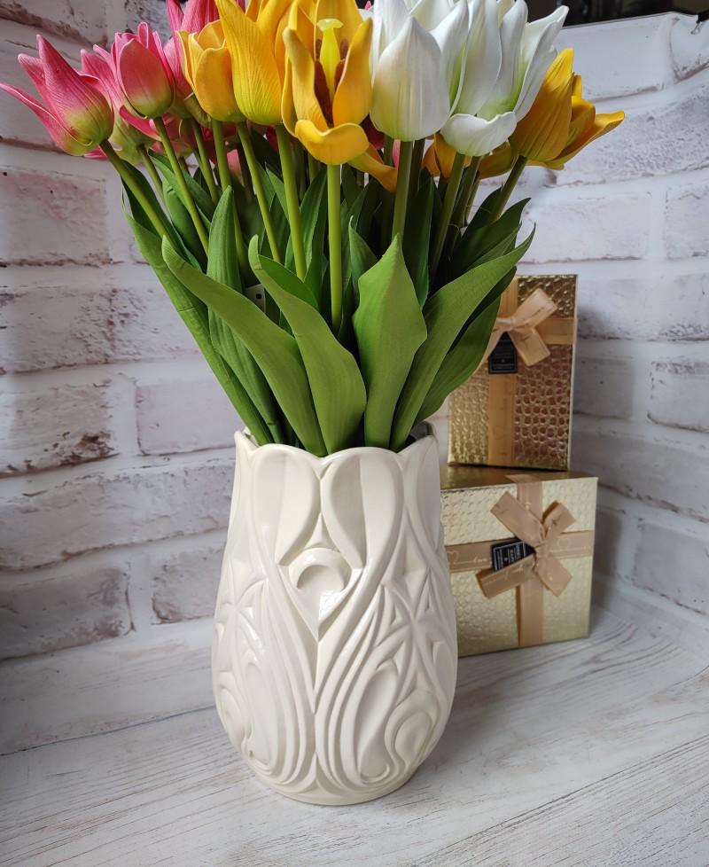 Ваза керамическая Паула 24 см Слоновая кость (23690459) - фото 2