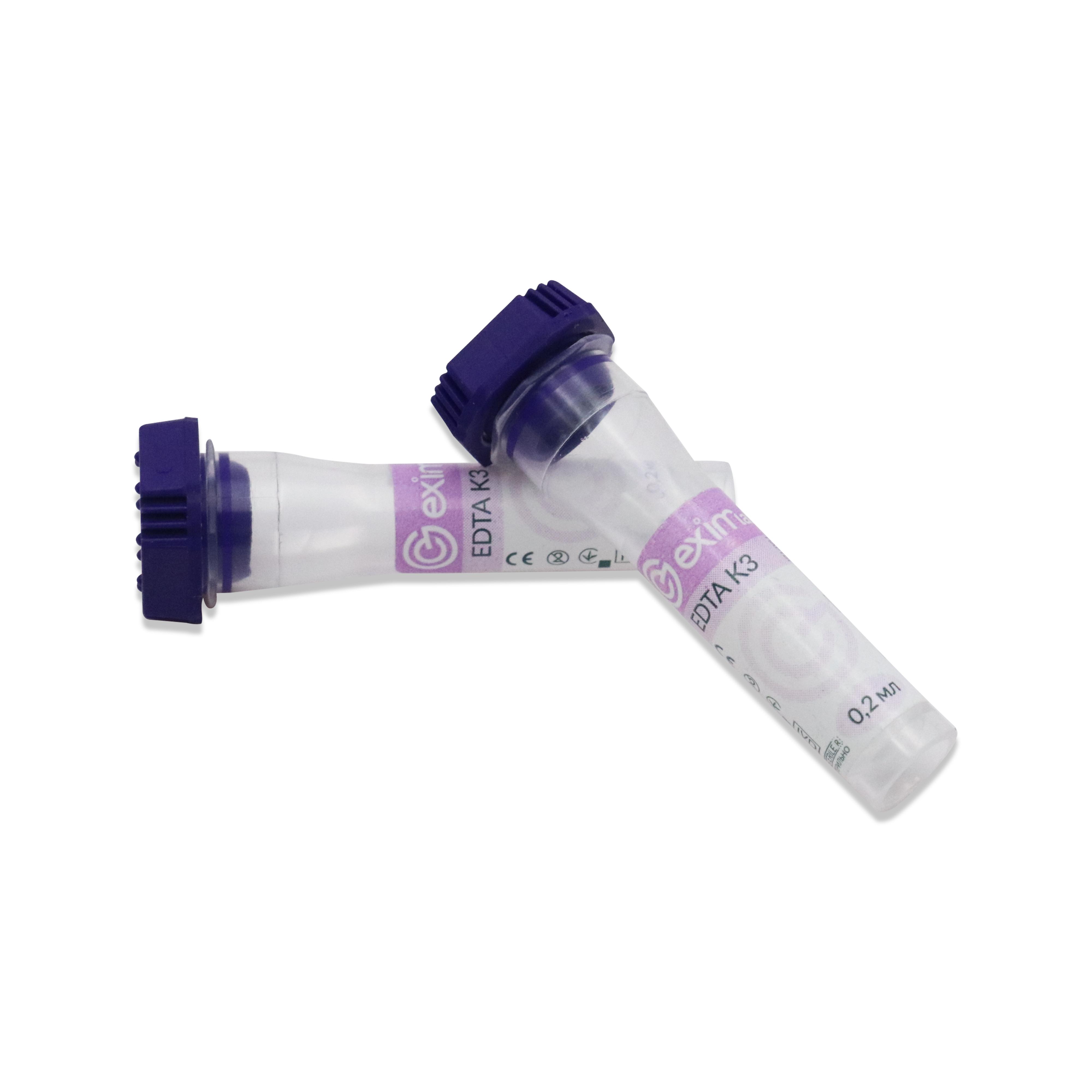 Пробирка для забора капиллярной крови EximLab K3 EDTA 0,2 мл 8х42 мм 100 шт./уп. Фиолетовый - фото 2