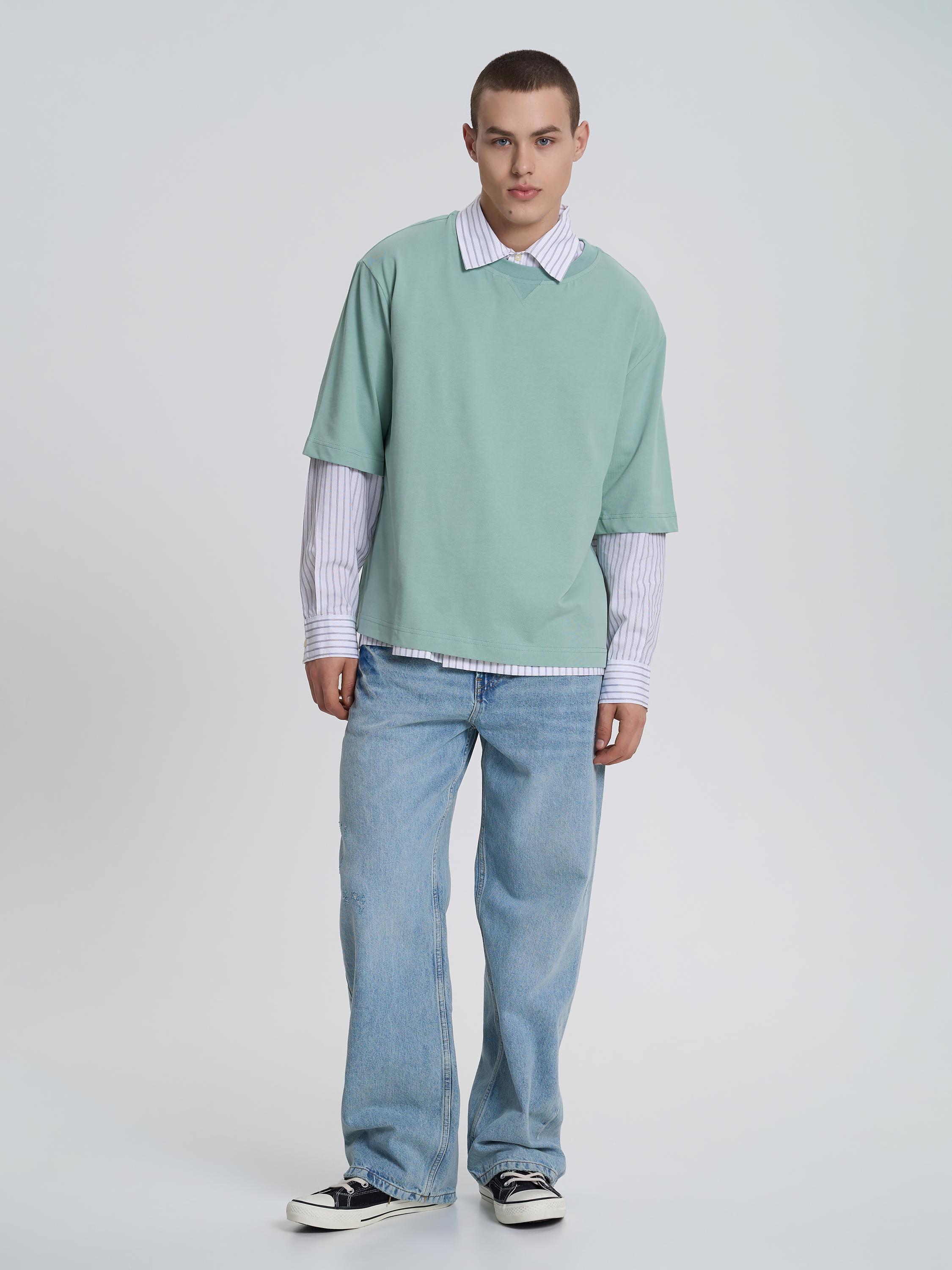 Футболка мужская с декоративной строчкой ROZA 240652 S Темно-бирюзовый (4824005722943) - фото 2 Футболка мужская с декоративной строчкой ROZA 240652 S Темно-бирюзовый (4824005722943) - фото 2