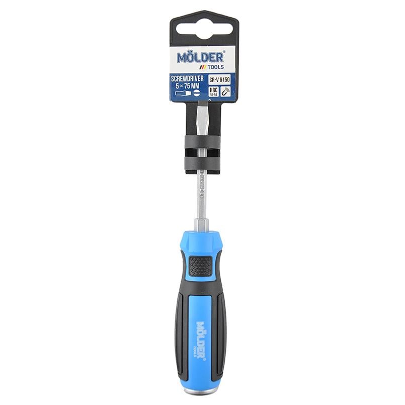 Отвертка Molder шлицевая ударная с шестигранной опорой SL5x75mm