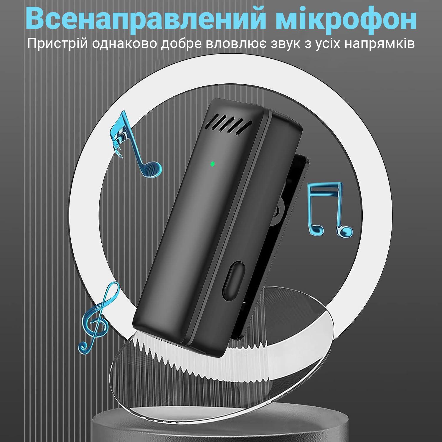 Микрофон петличный беспроводной Savetek P32 с Lightning с зарядным кейсом для iPhone/iPad/Macbook 2,4 ГГц - фото 11