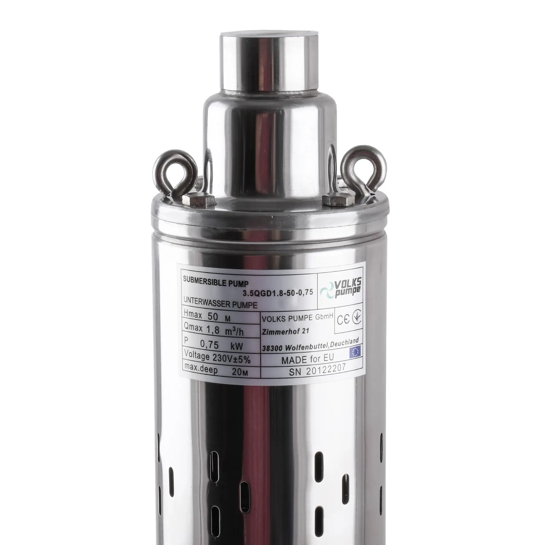 Свердловиний насос шнековий VOLKS pumpe 3,5 QGD 1,8-50-0,75 3,5" та кабель 15 м 0,75 кВт (000014217) - фото 3