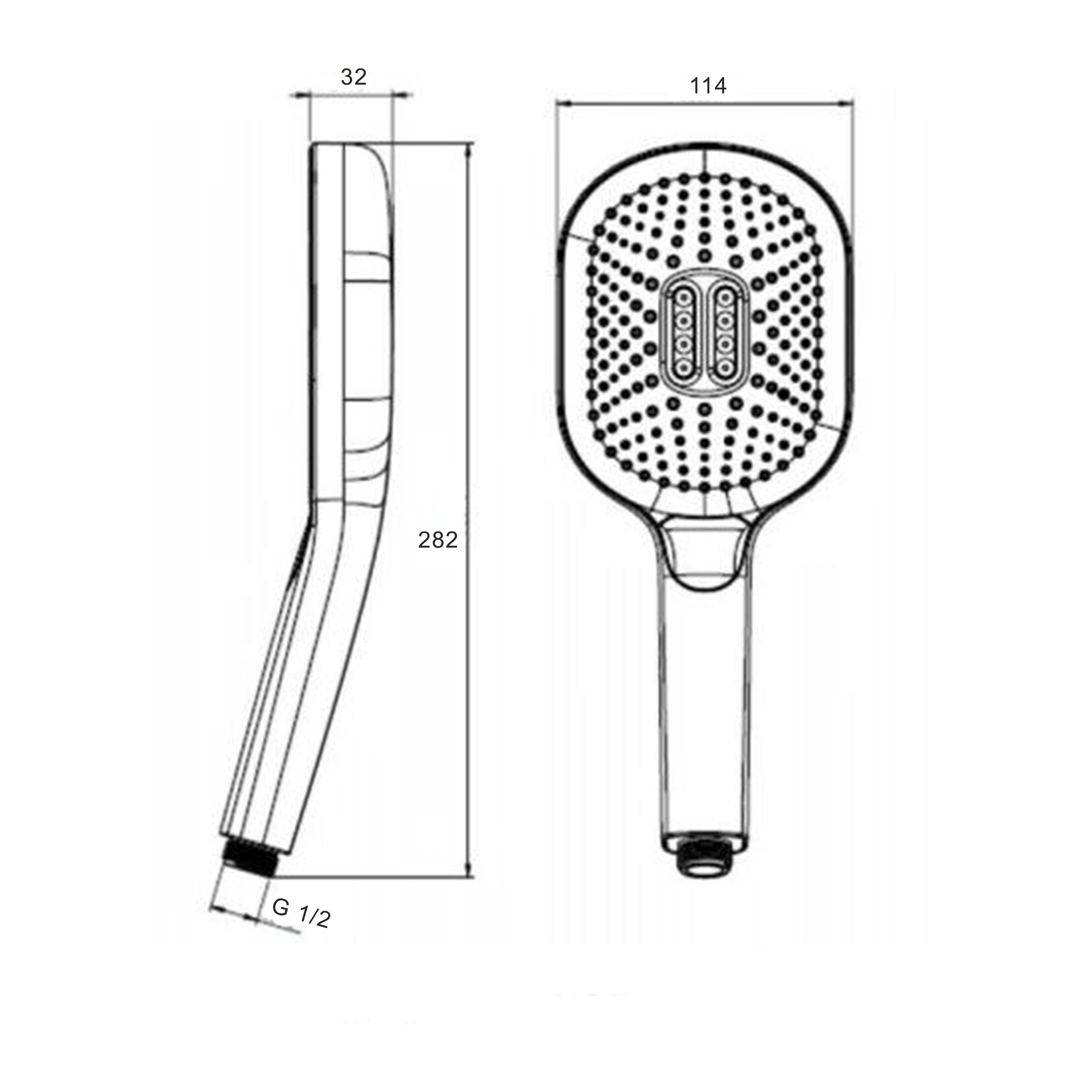 Душова лійка Q-tap Rucni QTRUC125BLM45961 з кнопкою 110 мм Чорний (231999) - фото 2