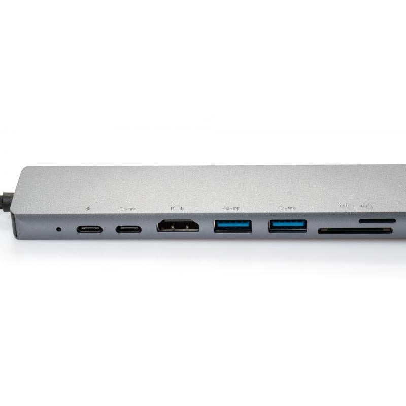 Концентратор Vinga Type-C to 4K HDMI + 2хUSB3,0 + GigabitLAN + SD + 2хPD Aluminium (VCPATC2U3CRLNHIPDGR) - фото 3