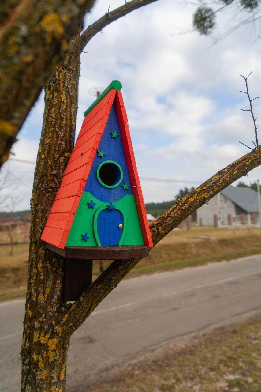 Дом для птиц Андромеда из древесины 325х290х210 мм Арбуз Красный - фото 3