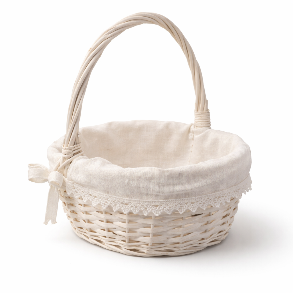 Корзина пасхальная крашеная маленькая с натуральной тканью (9895)