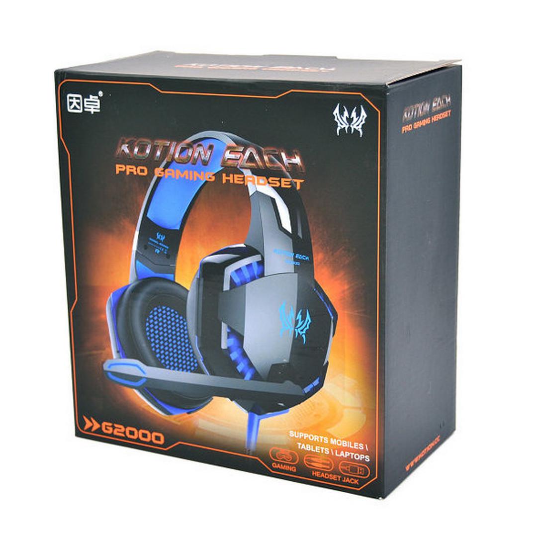 Наушники игровые Kotion Each G2000 Pro Gaming Headset с микрофоном и подсветкой Black/Blue - фото 5