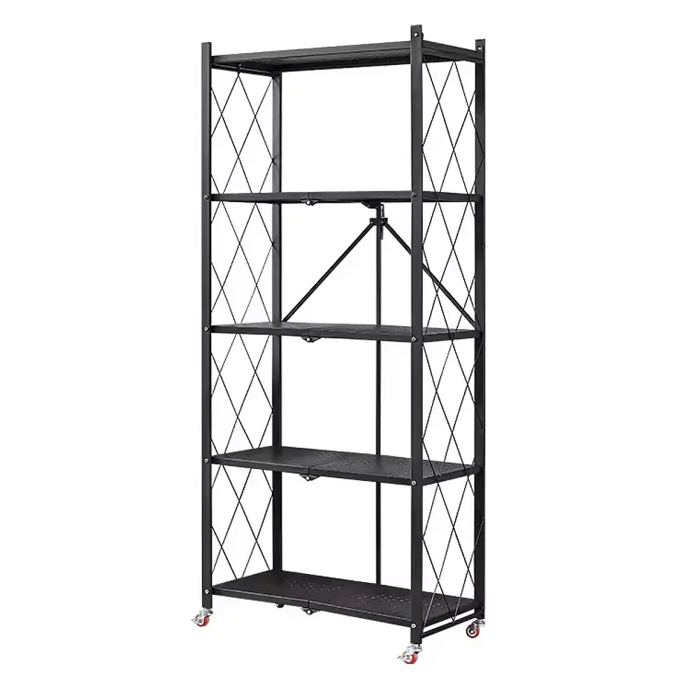 Стеллаж металлический складной на колесиках 163x72x34см 5 ярусов (28800804)