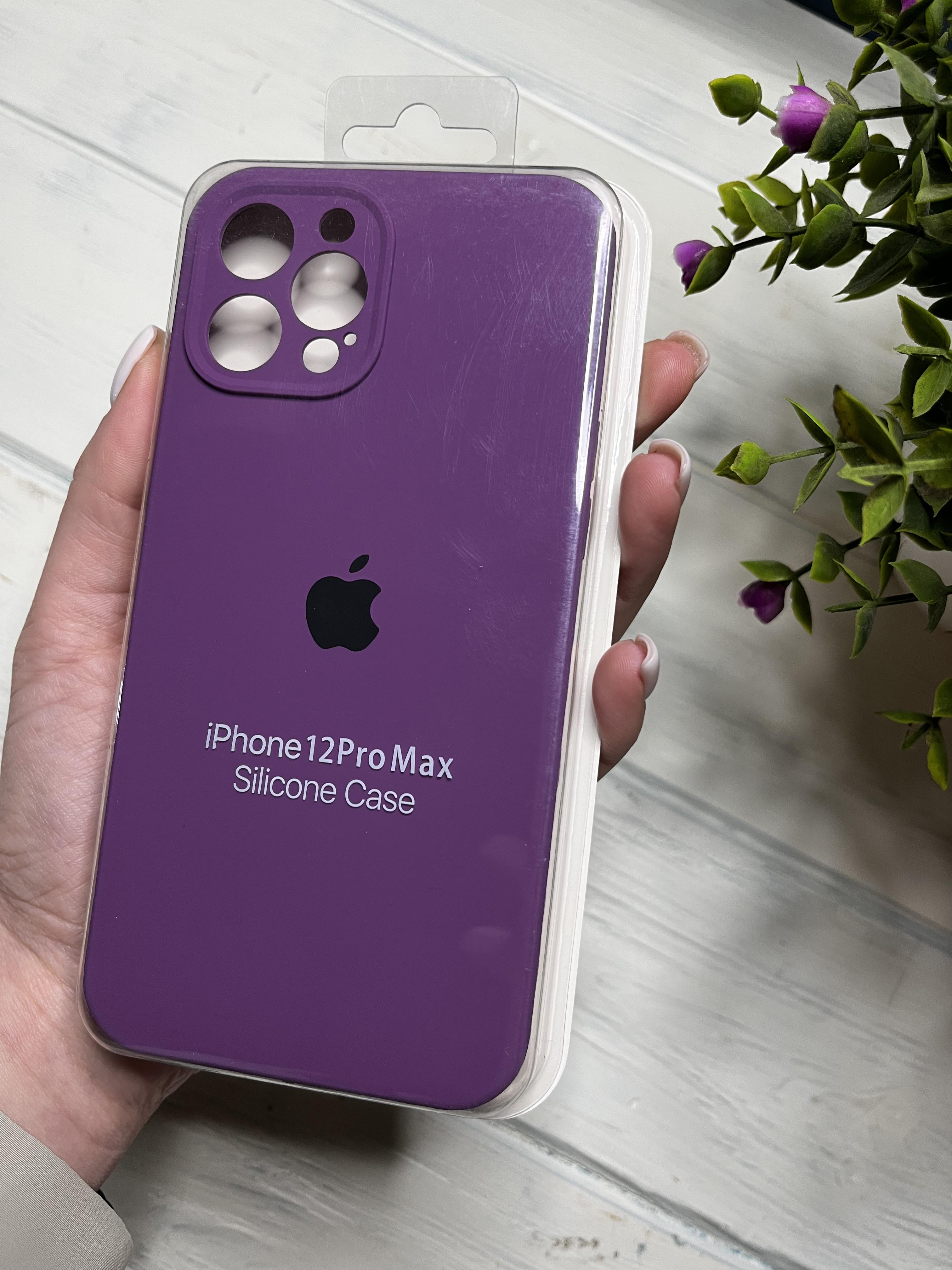 Чехол накладка на iPhone (Айфон) 12 Pro Max квадратные борта silicone case full camera Apple