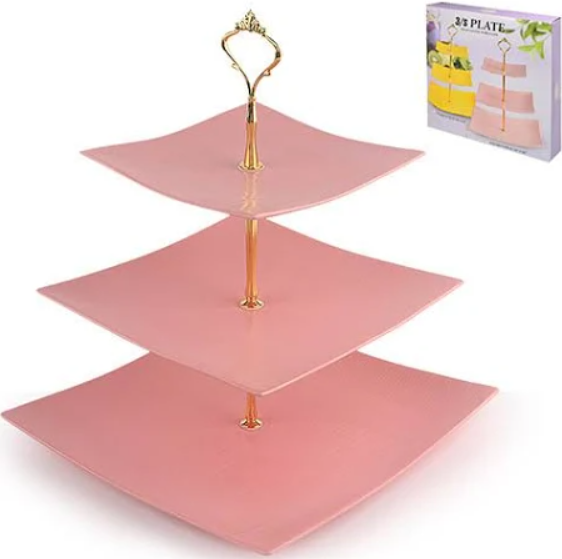 Фруктовница трехярусная Stenson 995462 фарфоровая 6"/8"/10" 15/20/25,5 см Pink silk (NA005199)