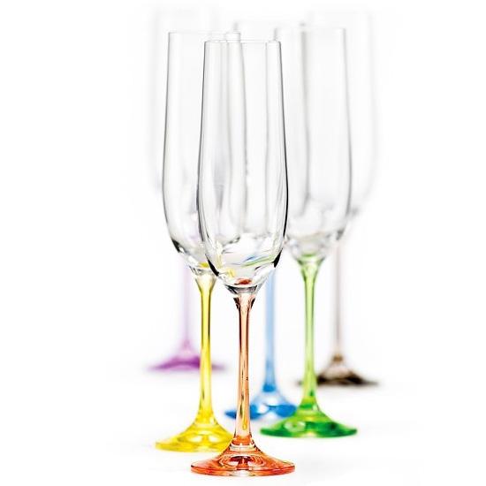 Набір бокалів для шампанського Bohemia Rainbow 190 мл 6 предметів (40729/190S/D4641)