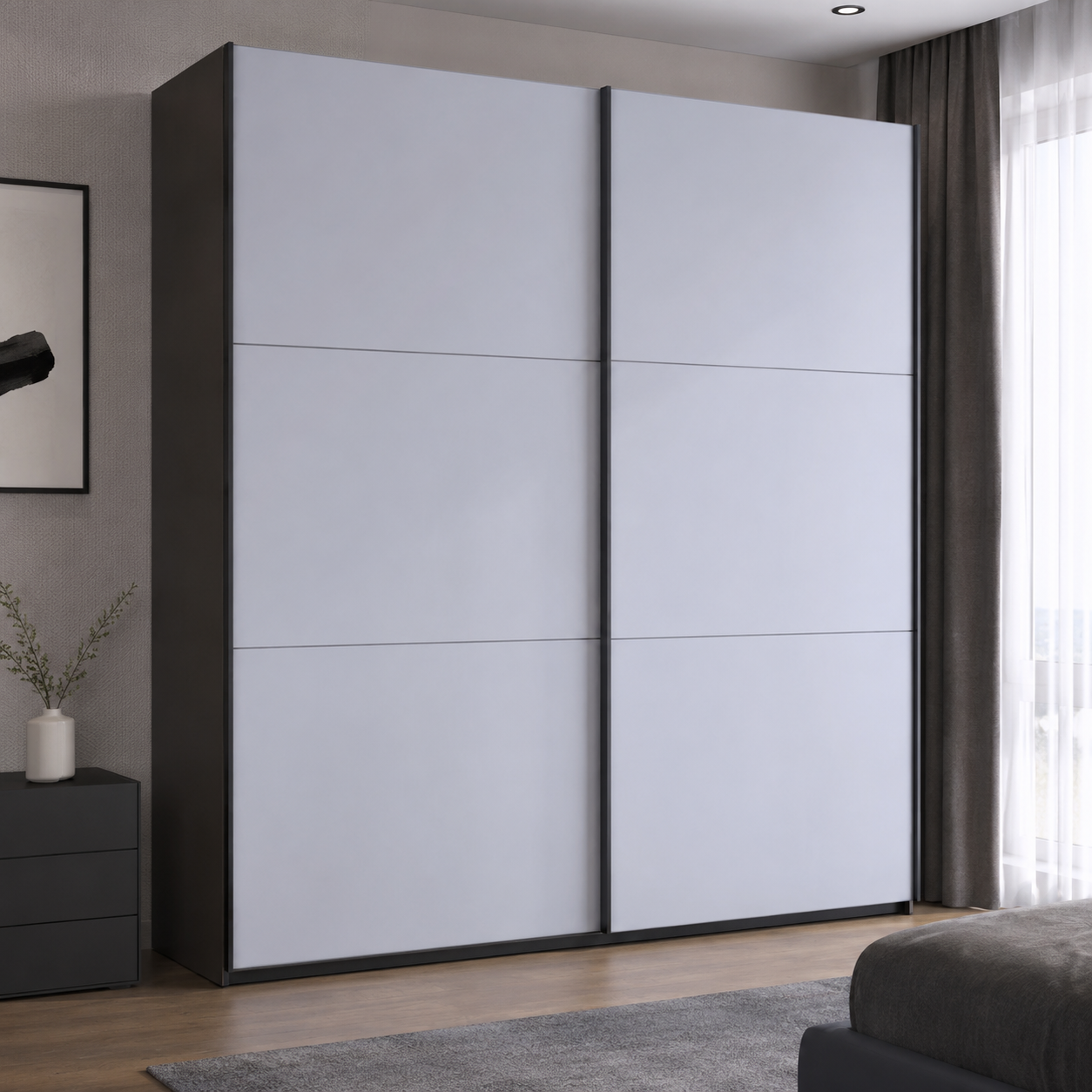 Шкаф купе Doros G-Caiser 2 ДСП/3 части 220х60х240 см Антрацит/Белый (42005416 DRS-012249)