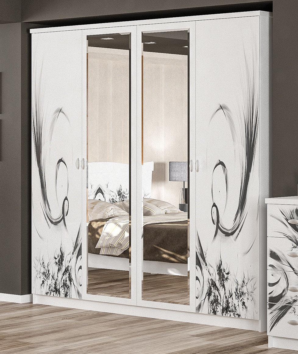 Шкаф распашной Ева 4Д /2014x2141x584 из ДСП цвет Белый Мебель Сервис