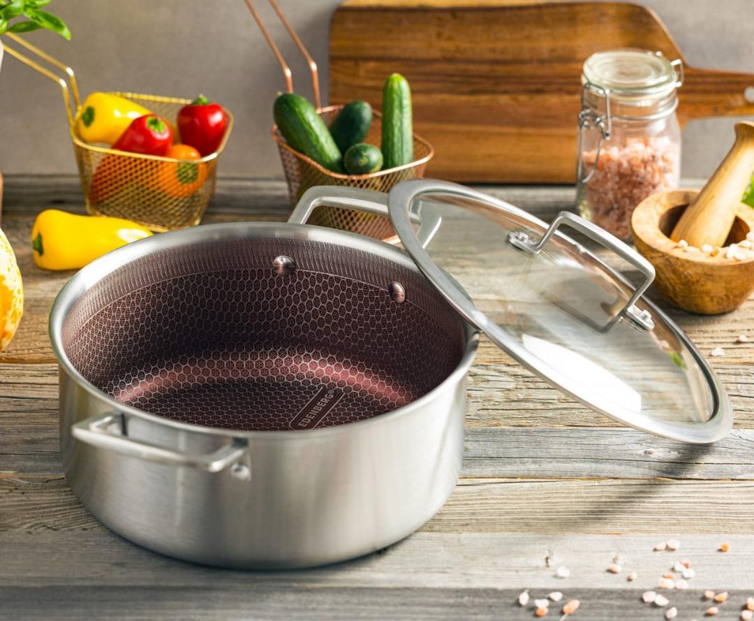 Кастрюля из нержавеющей стали Edenberg с крышкой и трехслойным антипригарным покрытием 4,3 л 24 см (EB-17058) - фото 2 Кастрюля из нержавеющей стали Edenberg с крышкой и трехслойным антипригарным покрытием 4,3 л 24 см (EB-17058) - фото 2