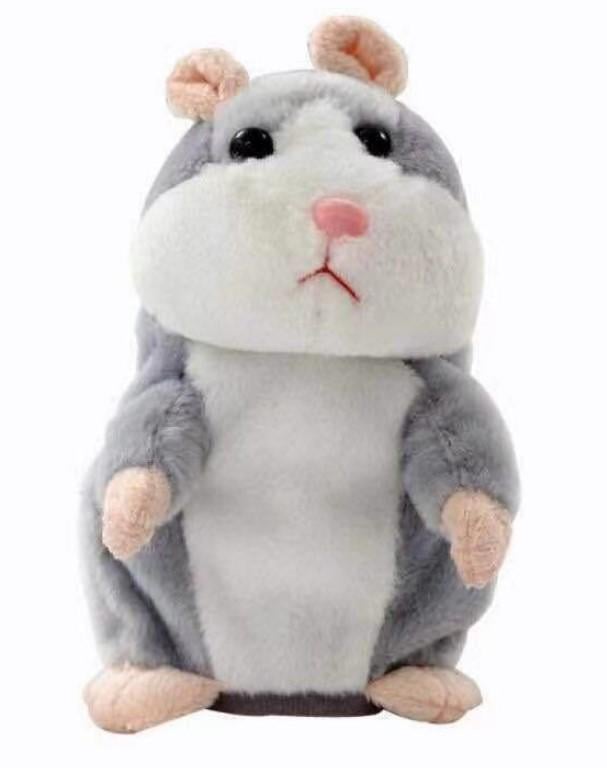 Интерактивная игрушка-хомяк с повторением речи питание от батарее Серый (2104618613)