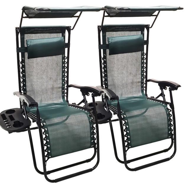 Шезлонги Bonro SP-167A с крышкой 2 шт. Зеленый (2594381040)