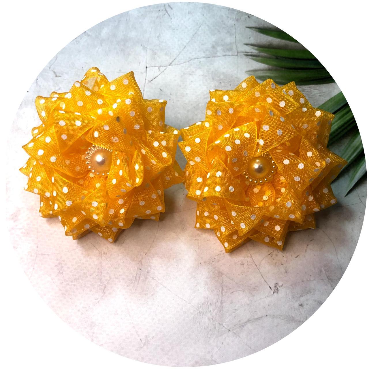 Бантик для волос детский на заколке D8 см Оранжевый (10270)