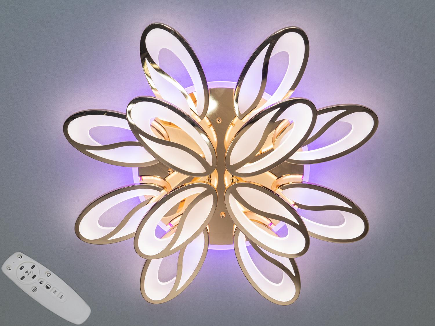 Люстра потолочная с диммером и LED подсветкой Diasha 8090/8+4G 3col dim 190W Хром