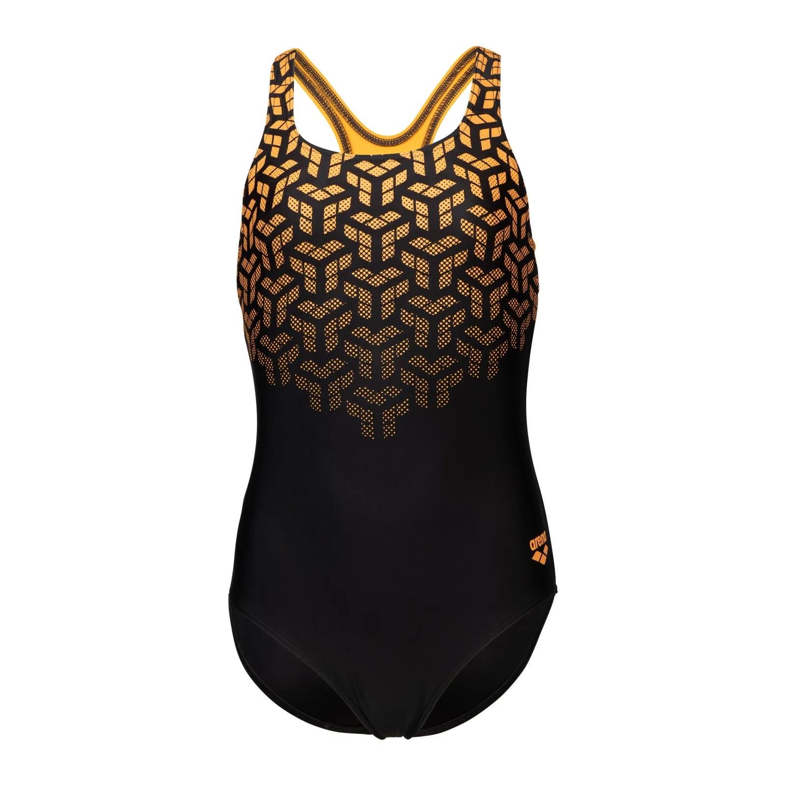 Купальник закритий для дівчат Arena KIKKO V SWIMSUIT SWIM PRO BACK 116 см Чорний/Жовтий ( 006748-530 116 см)