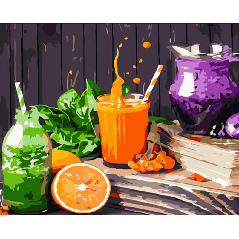 Картина по номерам Strateg Премиум Сок и лимонад с лаком 40х50 см (GS779)