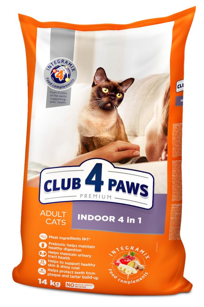 Сухий корм для дорослих кішок які живуть у приміщенні Club 4 Paws Indoor 4в1 14 кг (4820083909436)