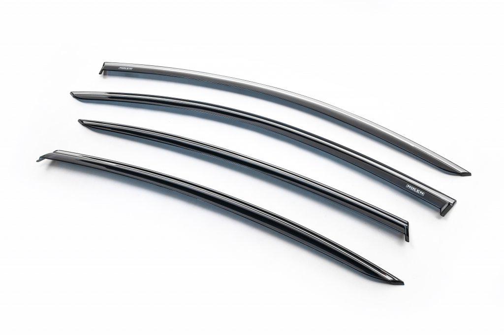 Ветровики с хром молдингом SD Niken для Volkswagen Passat B7 2012-2015 гг. поликарбонат Черный